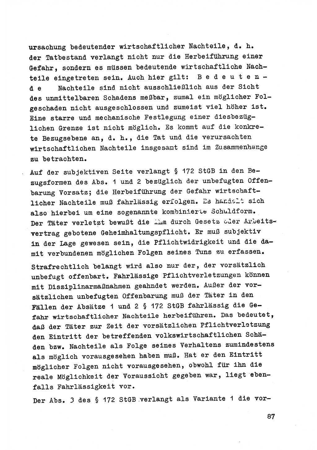 Strafrecht der DDR (Deutsche Demokratische Republik), Besonderer Teil, Lehrmaterial, Heft 6 1970, Seite 87 (Strafr. DDR BT Lehrmat. H. 6 1970, S. 87)