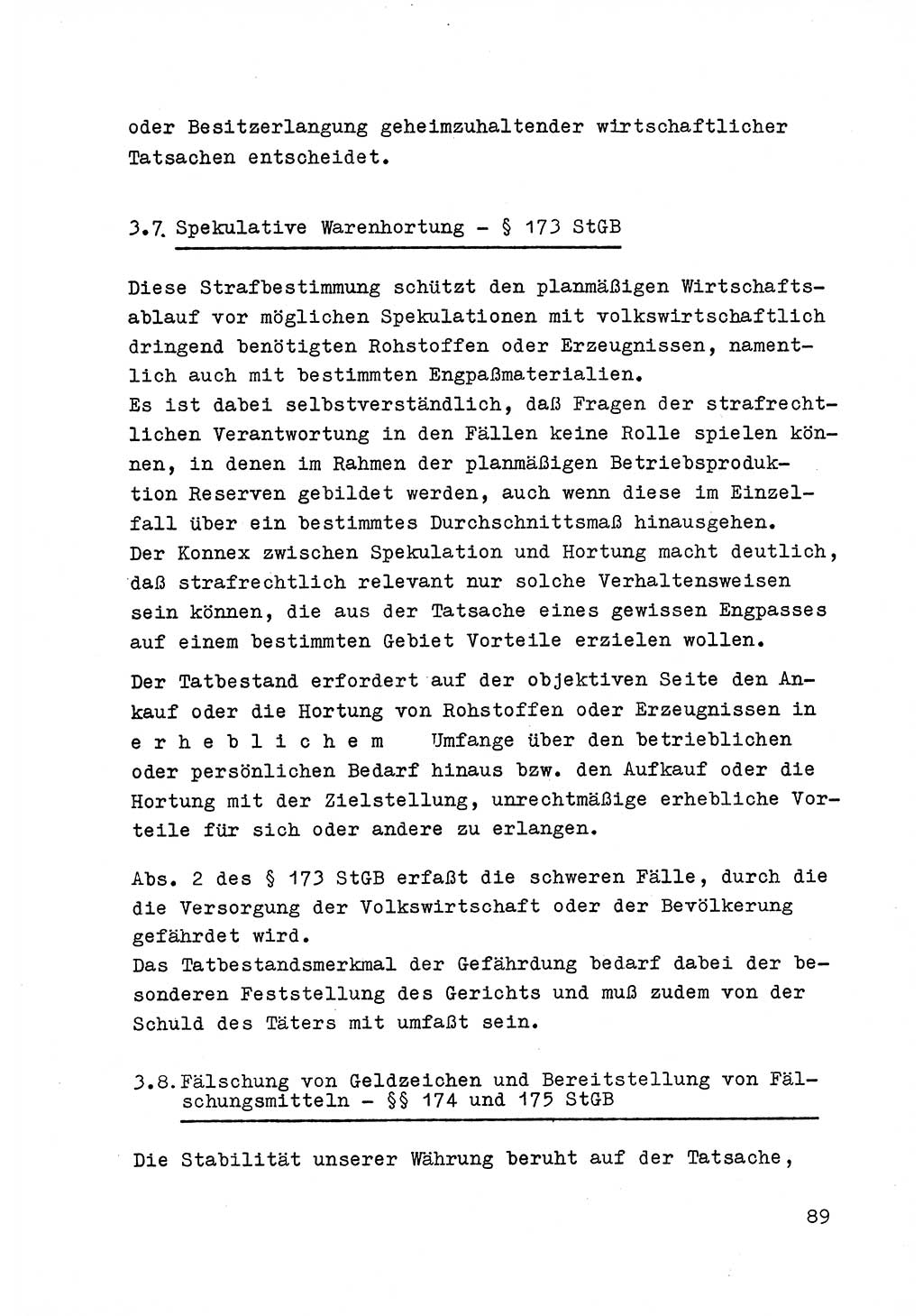Strafrecht der DDR (Deutsche Demokratische Republik), Besonderer Teil, Lehrmaterial, Heft 6 1970, Seite 89 (Strafr. DDR BT Lehrmat. H. 6 1970, S. 89)