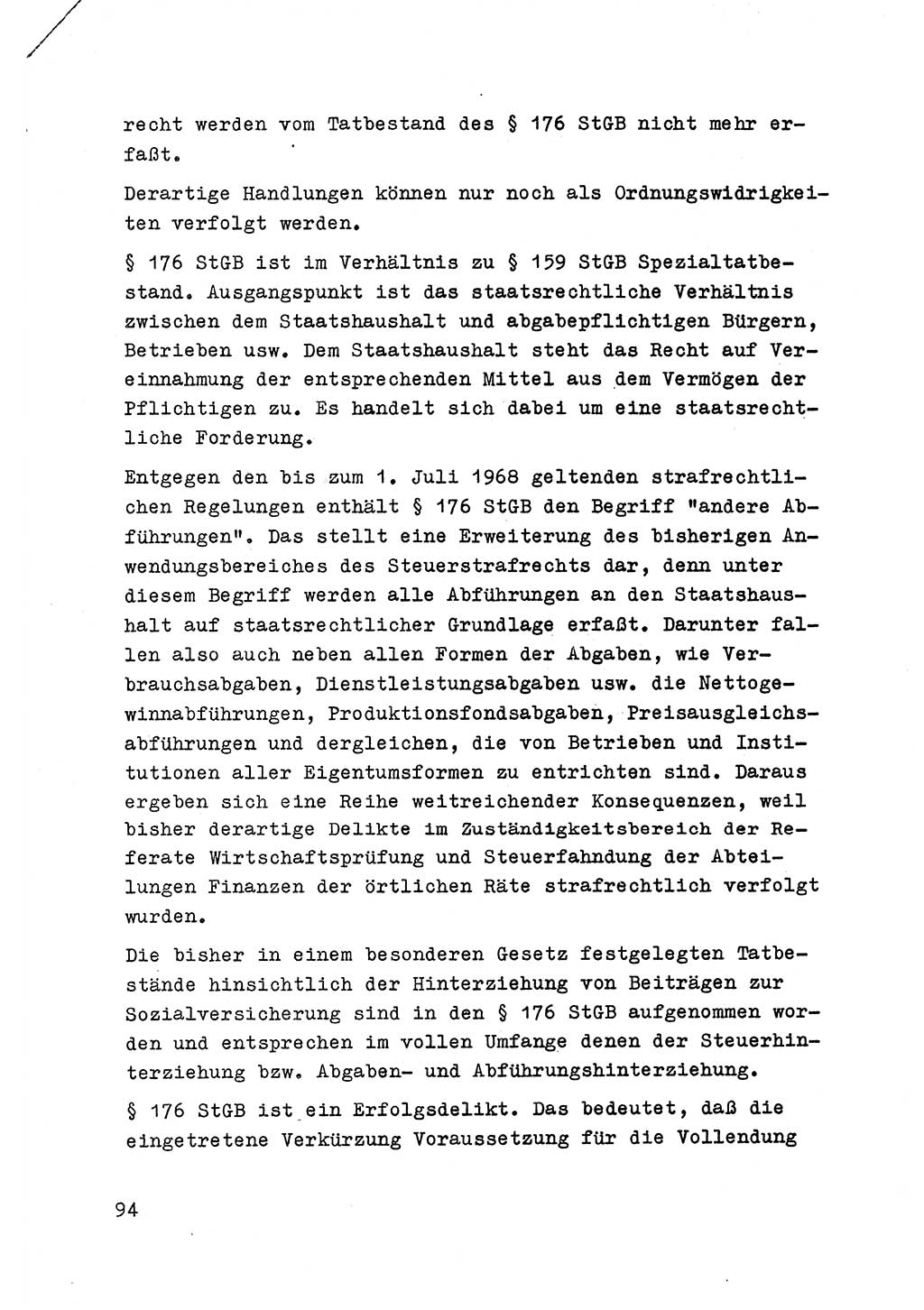 Strafrecht der DDR (Deutsche Demokratische Republik), Besonderer Teil, Lehrmaterial, Heft 6 1970, Seite 94 (Strafr. DDR BT Lehrmat. H. 6 1970, S. 94)