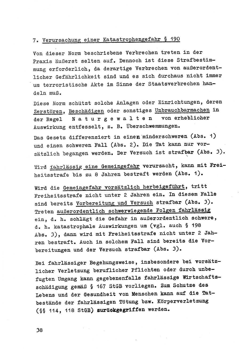 Strafrecht der DDR (Deutsche Demokratische Republik), Besonderer Teil, Lehrmaterial, Heft 7 1970, Seite 38 (Strafr. DDR BT Lehrmat. H. 7 1970, S. 38)
