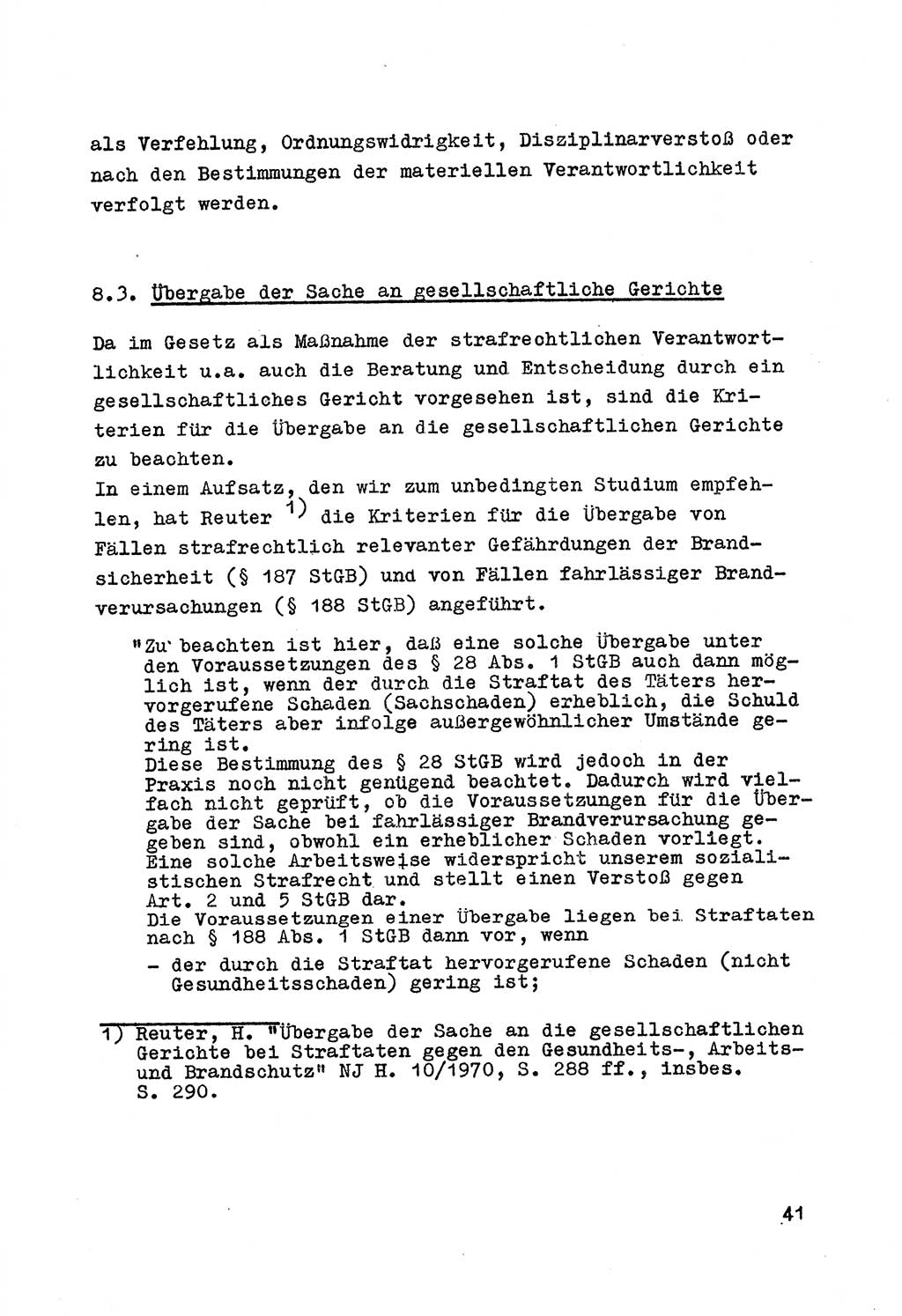 Strafrecht der DDR (Deutsche Demokratische Republik), Besonderer Teil, Lehrmaterial, Heft 7 1970, Seite 41 (Strafr. DDR BT Lehrmat. H. 7 1970, S. 41)
