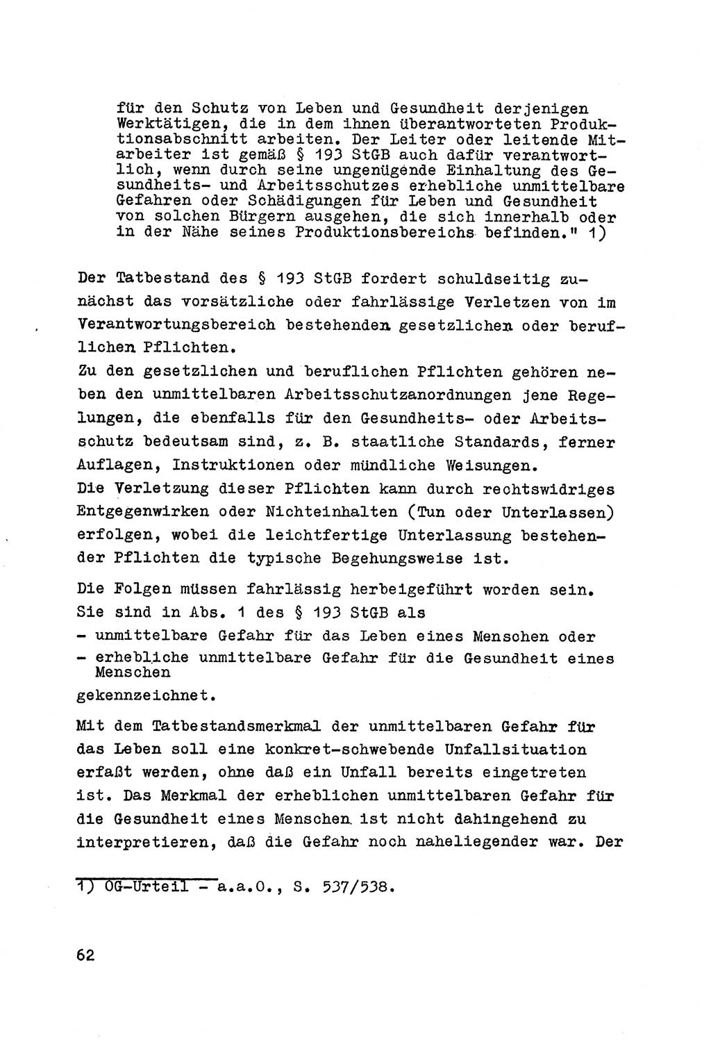Strafrecht der DDR (Deutsche Demokratische Republik), Besonderer Teil, Lehrmaterial, Heft 7 1970, Seite 62 (Strafr. DDR BT Lehrmat. H. 7 1970, S. 62)