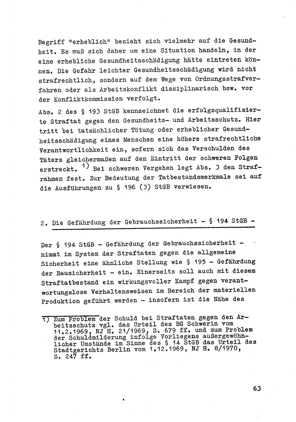 Strafrecht der DDR (Deutsche Demokratische Republik), Besonderer Teil, Lehrmaterial, Heft 7 1970, Seite 63 (Strafr. DDR BT Lehrmat. H. 7 1970, S. 63)