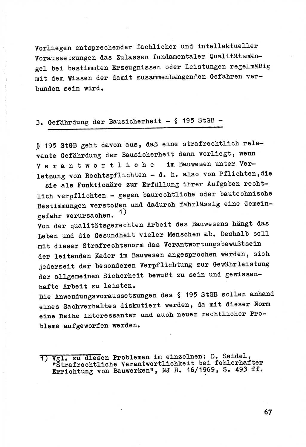 Strafrecht der DDR (Deutsche Demokratische Republik), Besonderer Teil, Lehrmaterial, Heft 7 1970, Seite 67 (Strafr. DDR BT Lehrmat. H. 7 1970, S. 67)