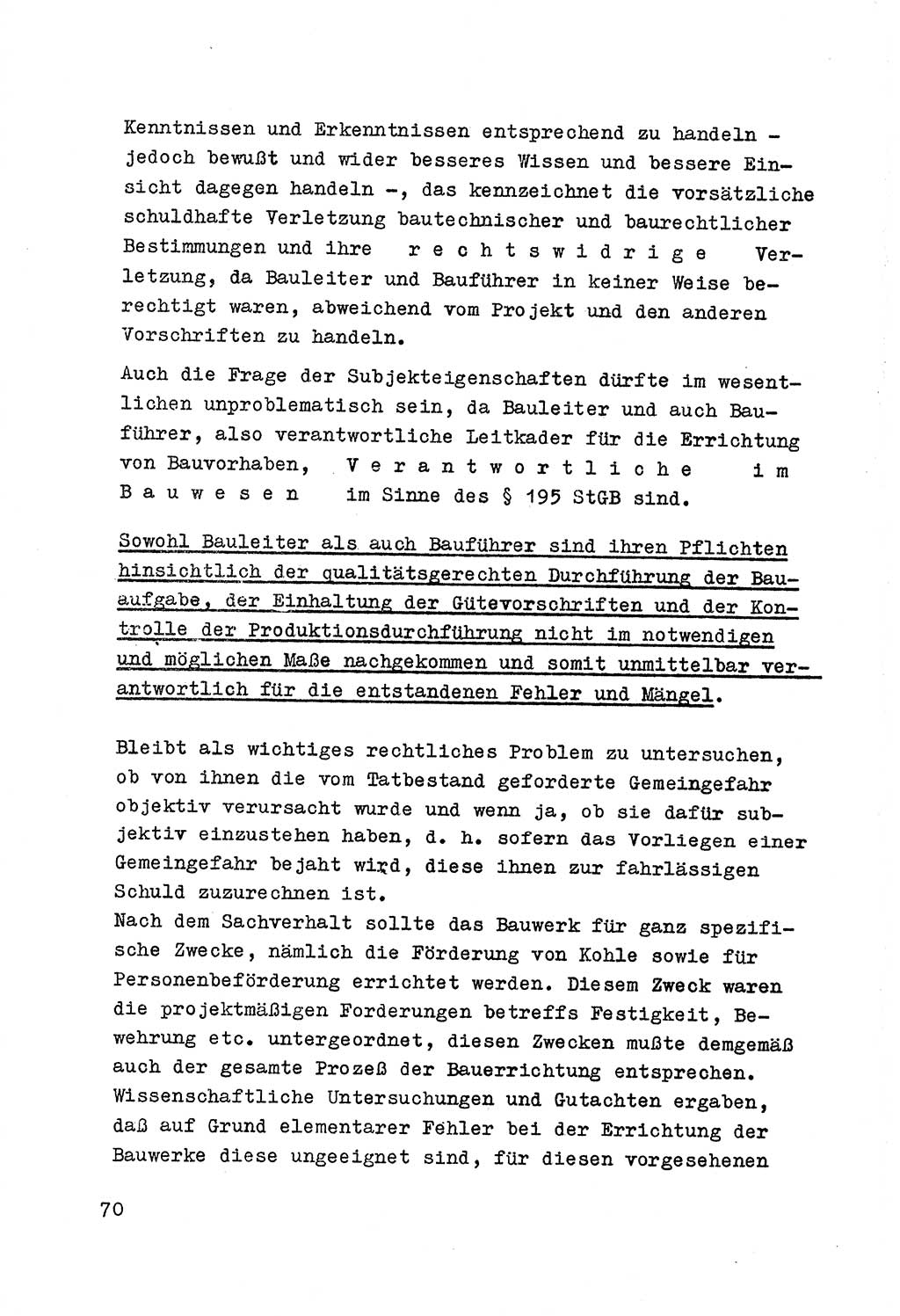 Strafrecht der DDR (Deutsche Demokratische Republik), Besonderer Teil, Lehrmaterial, Heft 7 1970, Seite 70 (Strafr. DDR BT Lehrmat. H. 7 1970, S. 70)