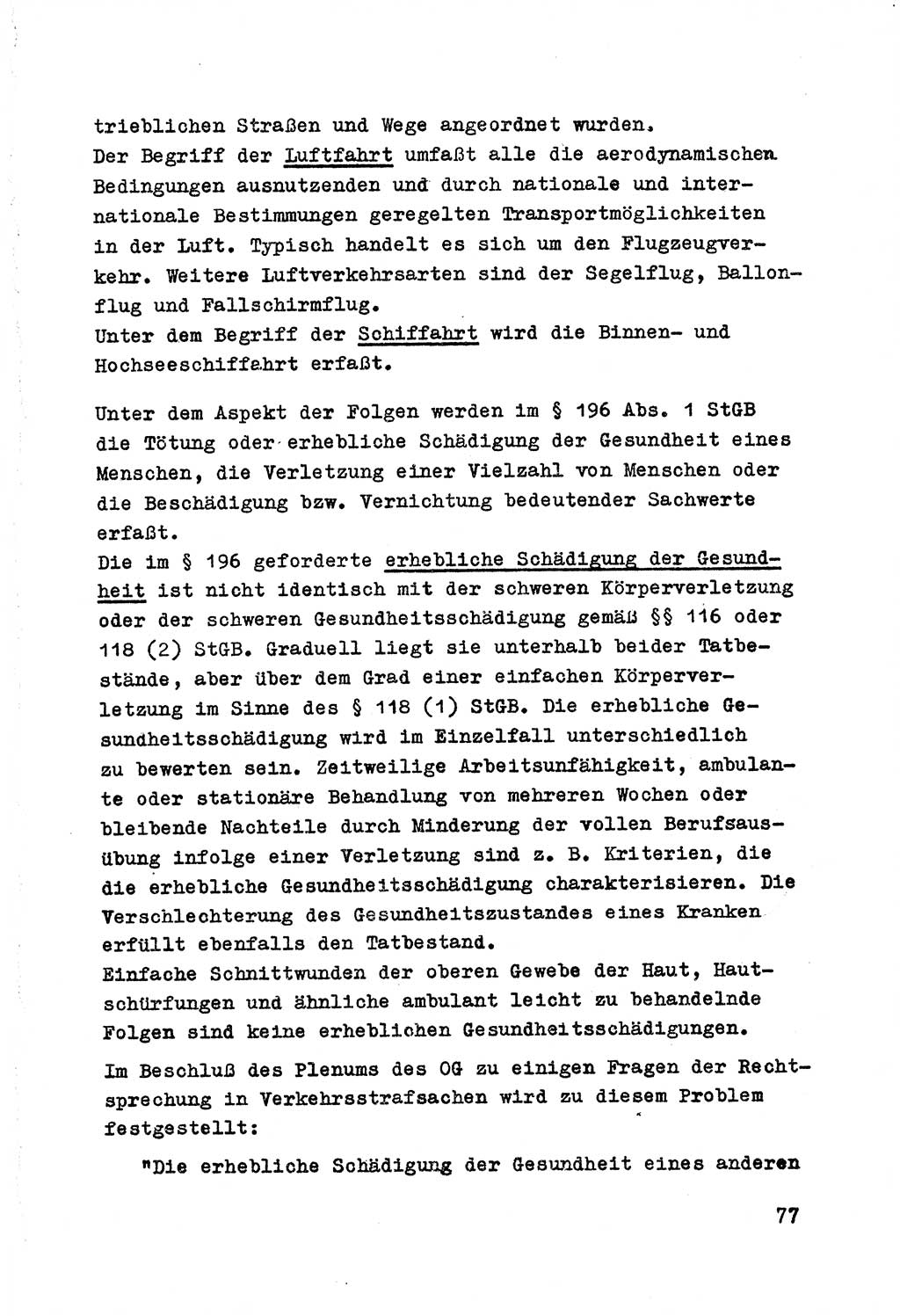 Strafrecht der DDR (Deutsche Demokratische Republik), Besonderer Teil, Lehrmaterial, Heft 7 1970, Seite 77 (Strafr. DDR BT Lehrmat. H. 7 1970, S. 77)