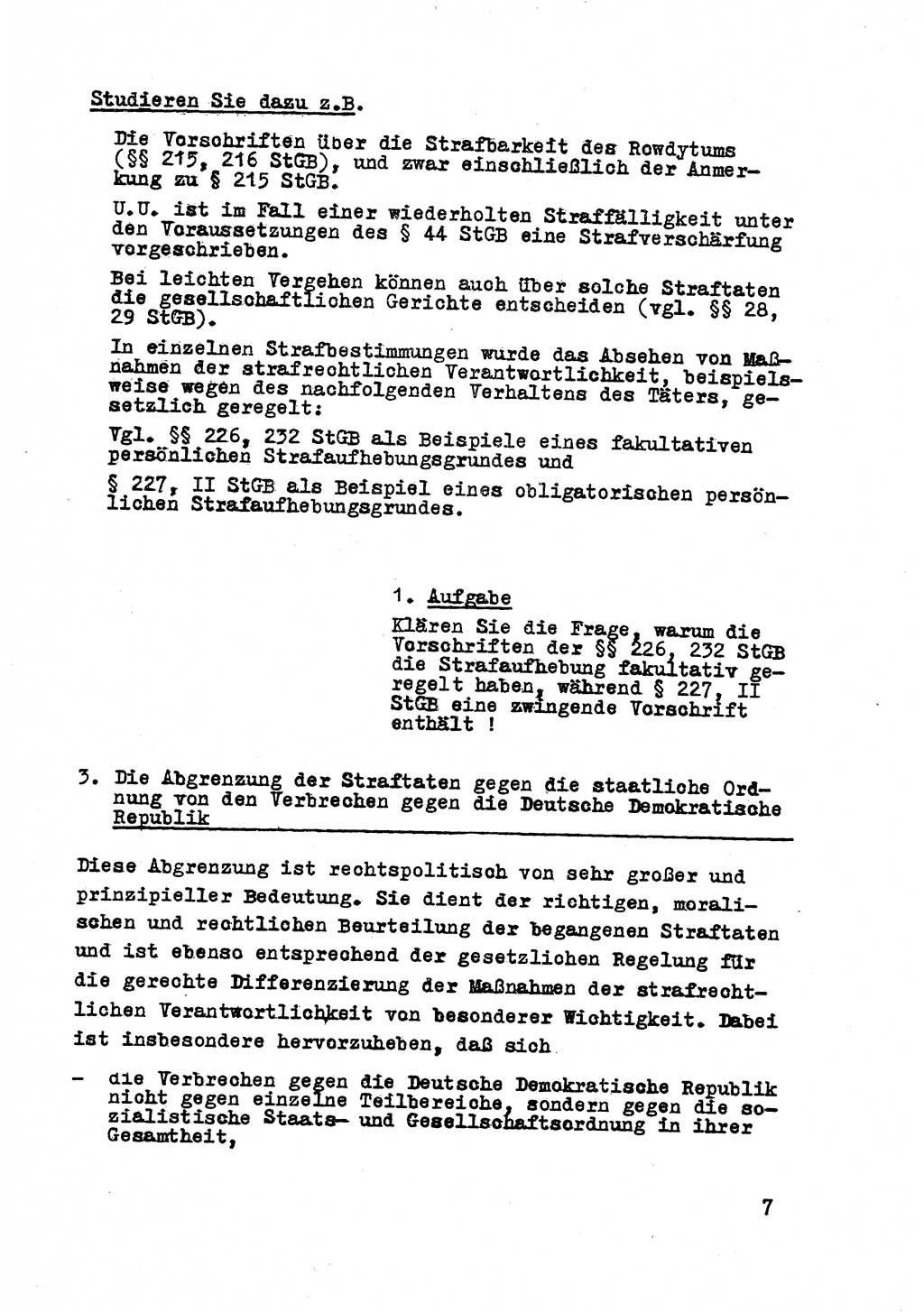 Strafrecht der DDR (Deutsche Demokratische Republik), Besonderer Teil, Lehrmaterial, Heft 8 1970, Seite 7 (Strafr. DDR BT Lehrmat. H. 8 1970, S. 7)