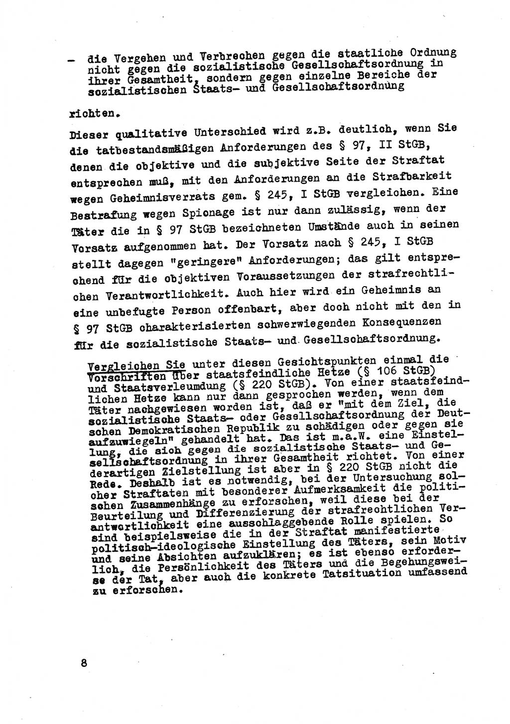 Strafrecht der DDR (Deutsche Demokratische Republik), Besonderer Teil, Lehrmaterial, Heft 8 1970, Seite 8 (Strafr. DDR BT Lehrmat. H. 8 1970, S. 8)