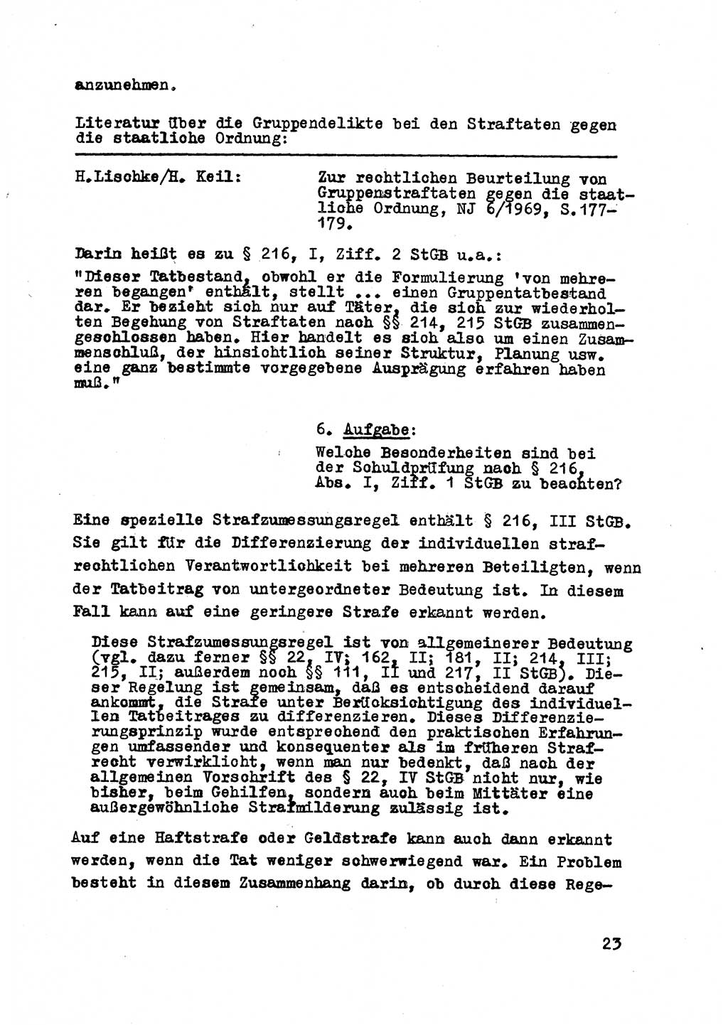 Strafrecht der DDR (Deutsche Demokratische Republik), Besonderer Teil, Lehrmaterial, Heft 8 1970, Seite 23 (Strafr. DDR BT Lehrmat. H. 8 1970, S. 23)