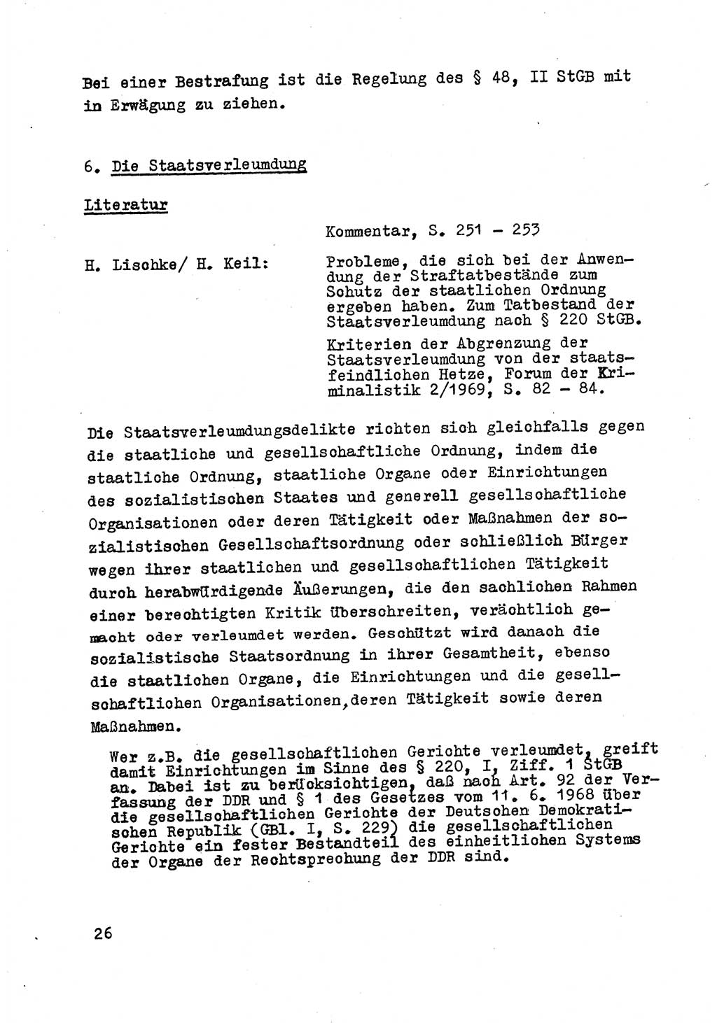 Strafrecht der DDR (Deutsche Demokratische Republik), Besonderer Teil, Lehrmaterial, Heft 8 1970, Seite 26 (Strafr. DDR BT Lehrmat. H. 8 1970, S. 26)