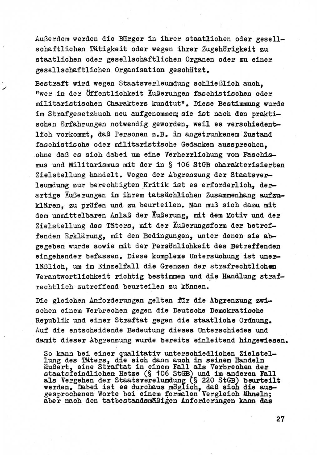 Strafrecht der DDR (Deutsche Demokratische Republik), Besonderer Teil, Lehrmaterial, Heft 8 1970, Seite 27 (Strafr. DDR BT Lehrmat. H. 8 1970, S. 27)