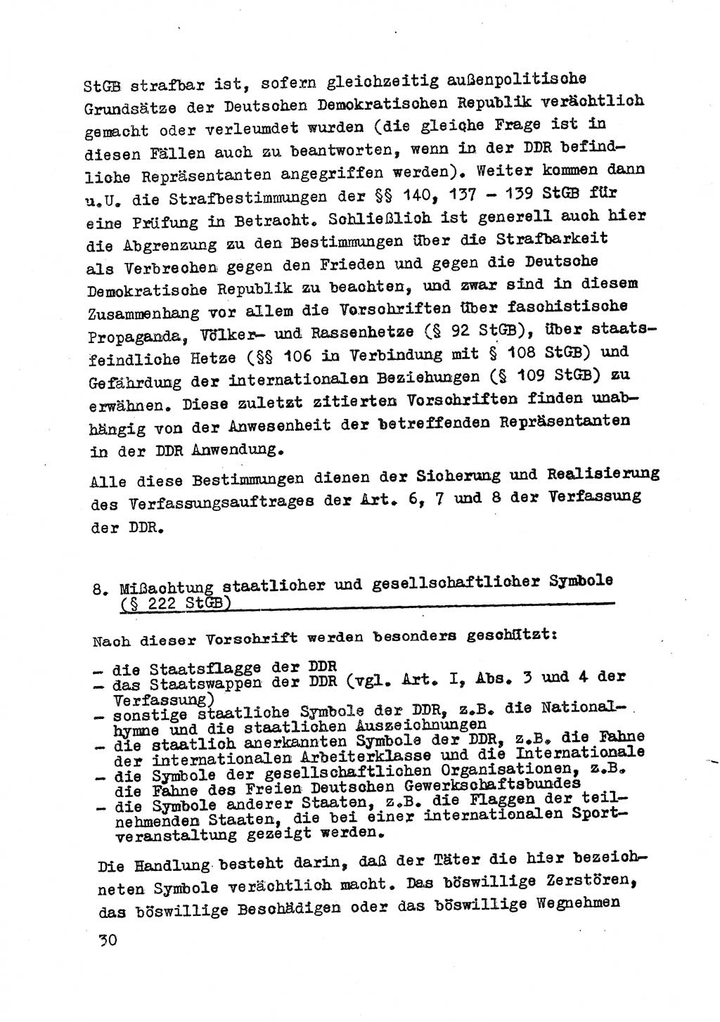 Strafrecht der DDR (Deutsche Demokratische Republik), Besonderer Teil, Lehrmaterial, Heft 8 1970, Seite 30 (Strafr. DDR BT Lehrmat. H. 8 1970, S. 30)