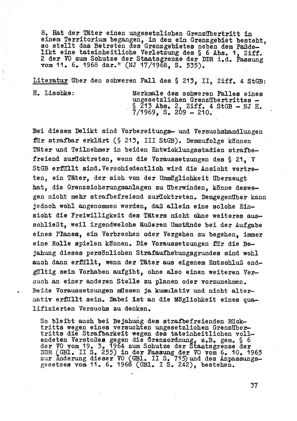 Strafrecht der DDR (Deutsche Demokratische Republik), Besonderer Teil, Lehrmaterial, Heft 8 1970, Seite 37 (Strafr. DDR BT Lehrmat. H. 8 1970, S. 37)