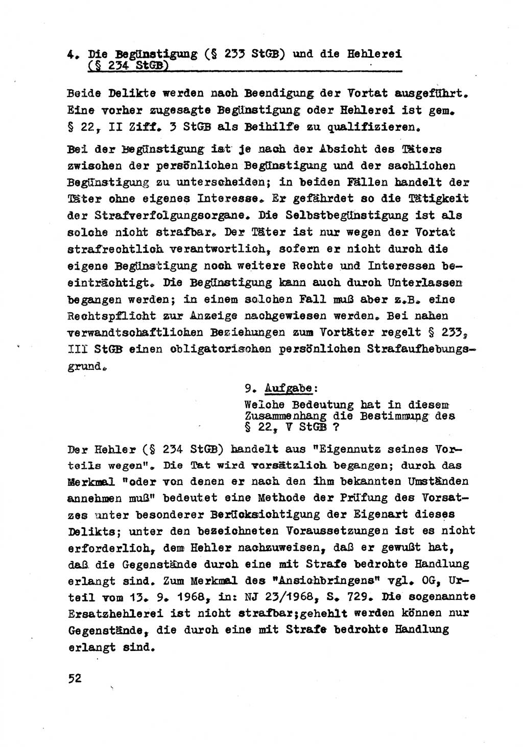 Strafrecht der DDR (Deutsche Demokratische Republik), Besonderer Teil, Lehrmaterial, Heft 8 1970, Seite 52 (Strafr. DDR BT Lehrmat. H. 8 1970, S. 52)