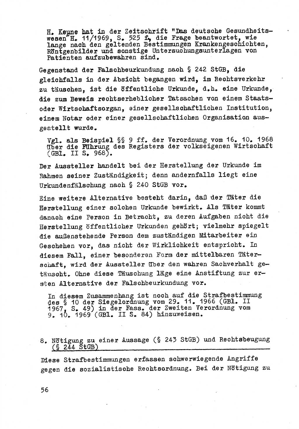 Strafrecht der DDR (Deutsche Demokratische Republik), Besonderer Teil, Lehrmaterial, Heft 8 1970, Seite 56 (Strafr. DDR BT Lehrmat. H. 8 1970, S. 56)