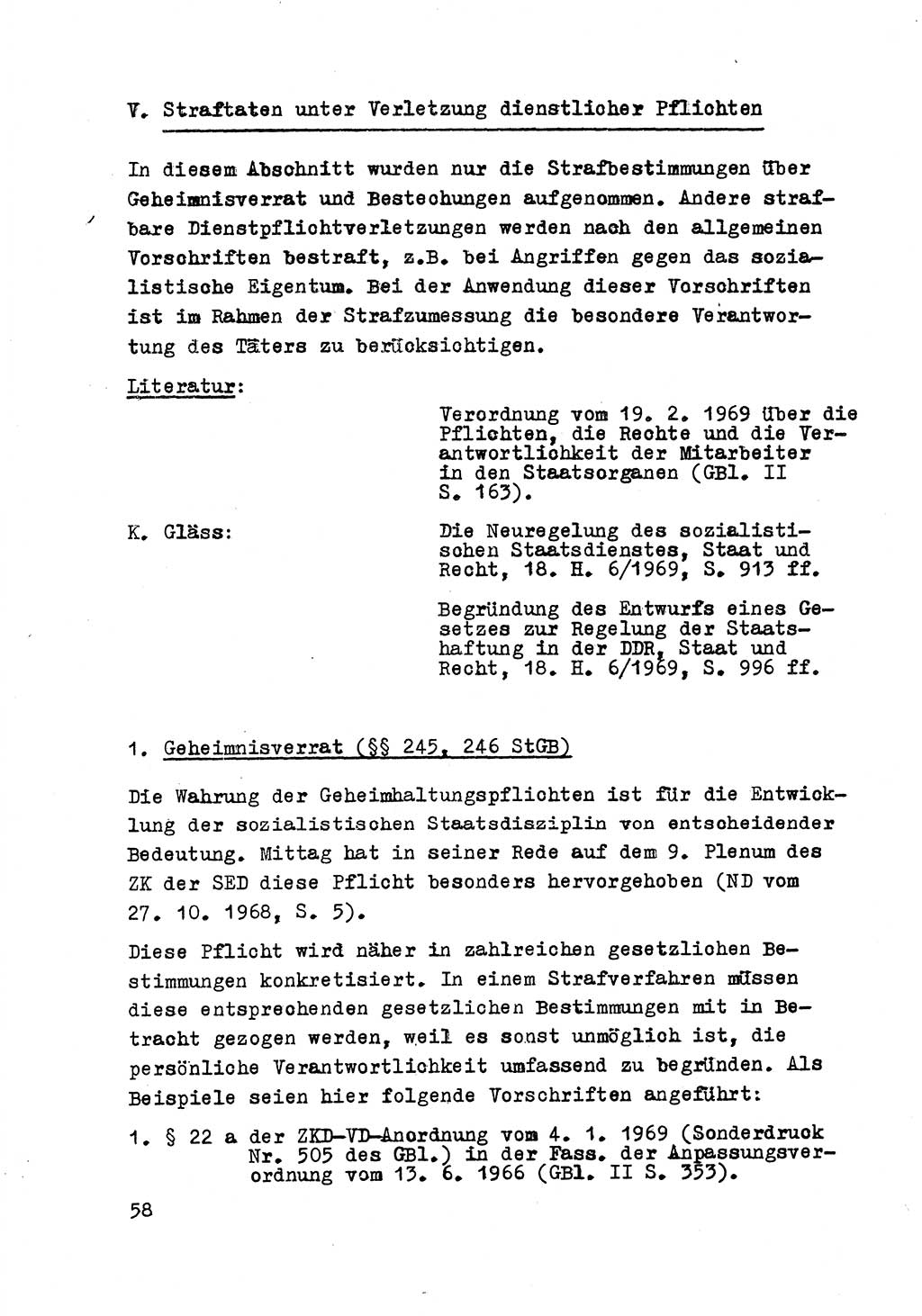 Strafrecht der DDR (Deutsche Demokratische Republik), Besonderer Teil, Lehrmaterial, Heft 8 1970, Seite 58 (Strafr. DDR BT Lehrmat. H. 8 1970, S. 58)