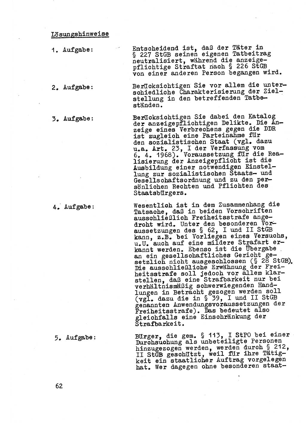Strafrecht der DDR (Deutsche Demokratische Republik), Besonderer Teil, Lehrmaterial, Heft 8 1970, Seite 62 (Strafr. DDR BT Lehrmat. H. 8 1970, S. 62)