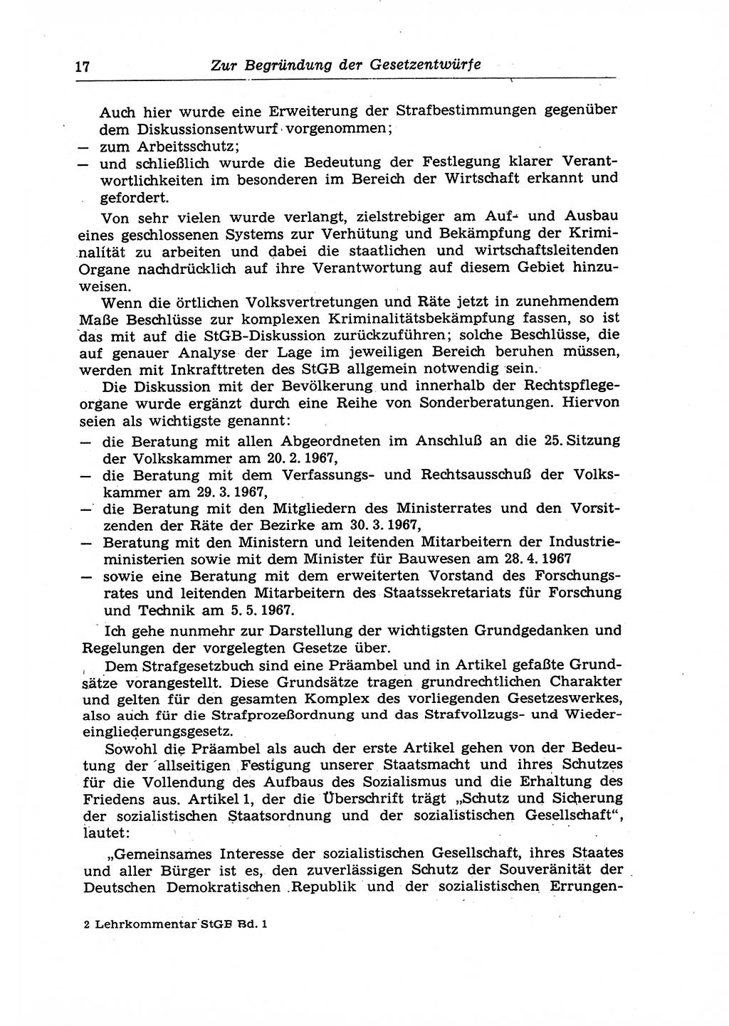 Strafrecht der Deutschen Demokratischen Republik (DDR), Lehrkommentar zum Strafgesetzbuch (StGB), Allgemeiner Teil 1970, Seite 17 (Strafr. DDR Lehrkomm. StGB AT 1970, S. 17)