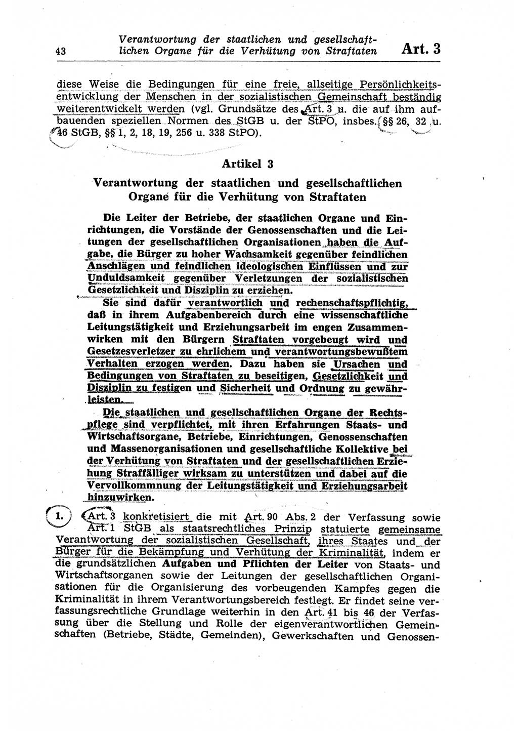 Strafrecht der Deutschen Demokratischen Republik (DDR), Lehrkommentar zum Strafgesetzbuch (StGB), Allgemeiner Teil 1970, Seite 43 (Strafr. DDR Lehrkomm. StGB AT 1970, S. 43)