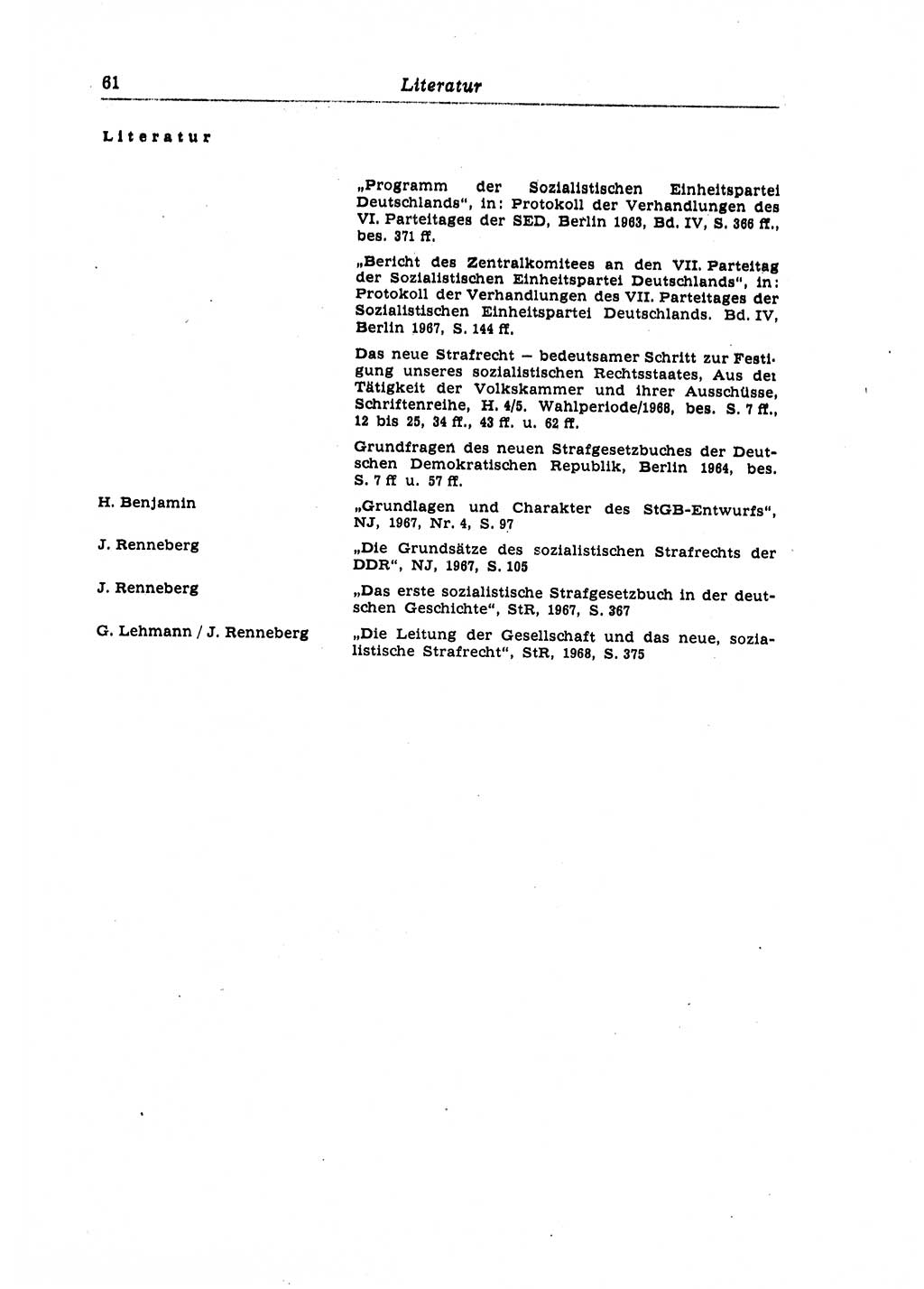 Strafrecht der Deutschen Demokratischen Republik (DDR), Lehrkommentar zum Strafgesetzbuch (StGB), Allgemeiner Teil 1970, Seite 61 (Strafr. DDR Lehrkomm. StGB AT 1970, S. 61)