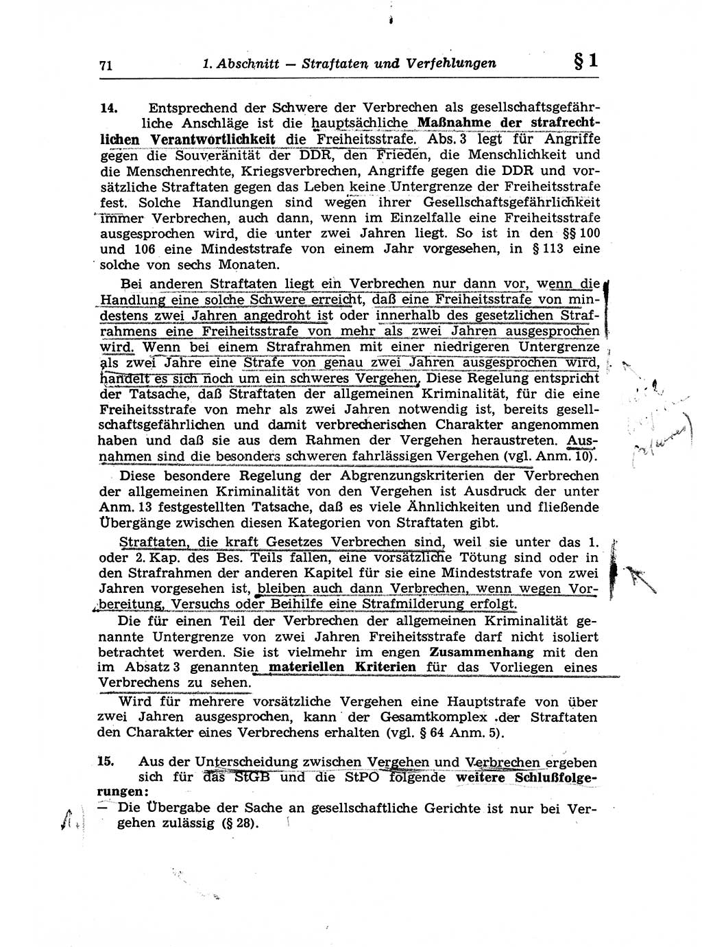 Strafrecht der Deutschen Demokratischen Republik (DDR), Lehrkommentar zum Strafgesetzbuch (StGB), Allgemeiner Teil 1970, Seite 71 (Strafr. DDR Lehrkomm. StGB AT 1970, S. 71)