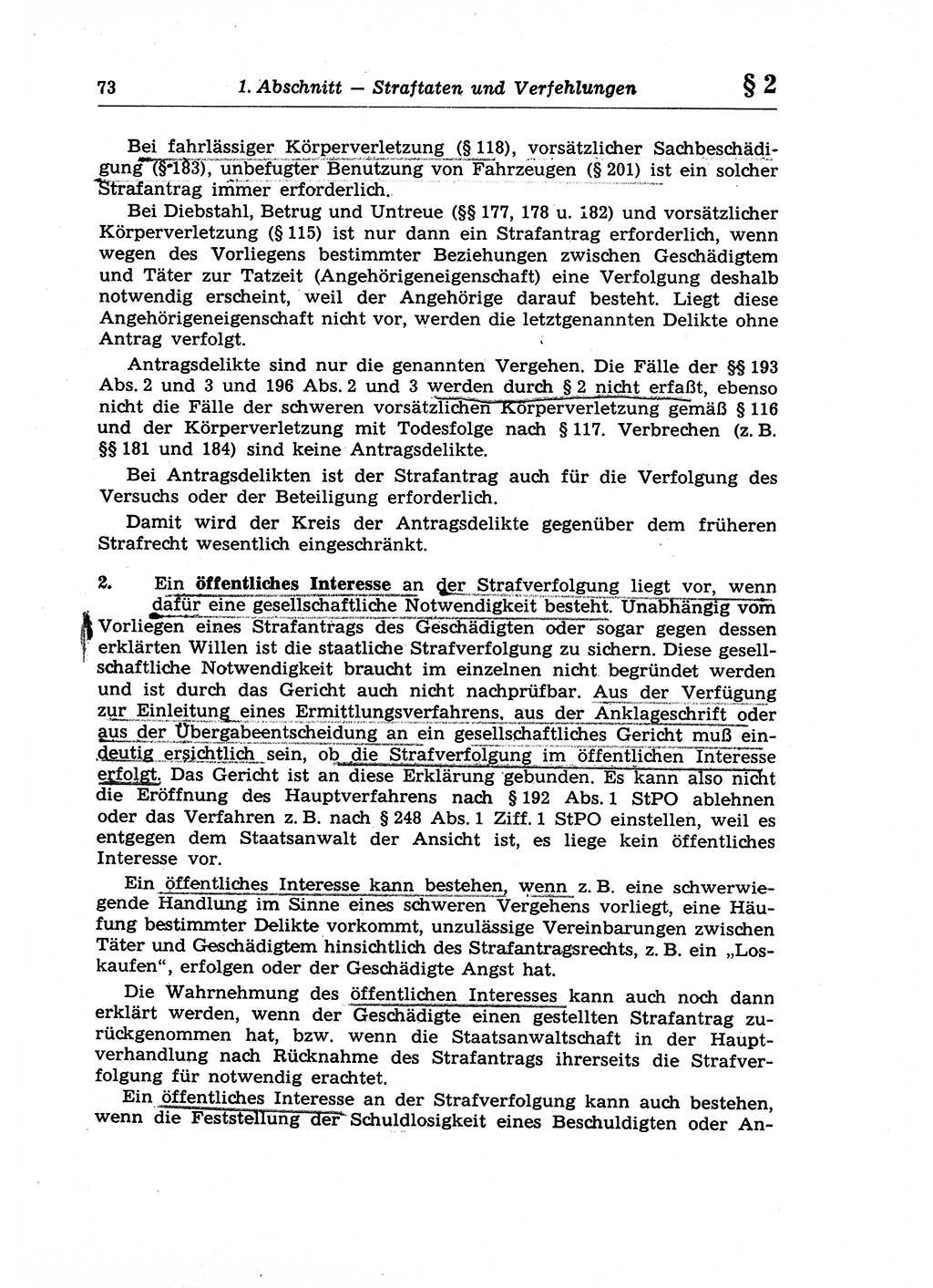 Strafrecht der Deutschen Demokratischen Republik (DDR), Lehrkommentar zum Strafgesetzbuch (StGB), Allgemeiner Teil 1970, Seite 73 (Strafr. DDR Lehrkomm. StGB AT 1970, S. 73)