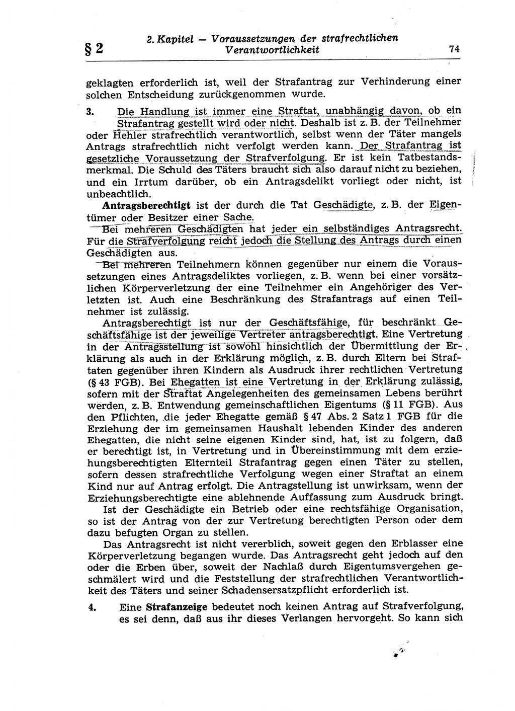 Strafrecht der Deutschen Demokratischen Republik (DDR), Lehrkommentar zum Strafgesetzbuch (StGB), Allgemeiner Teil 1970, Seite 74 (Strafr. DDR Lehrkomm. StGB AT 1970, S. 74)