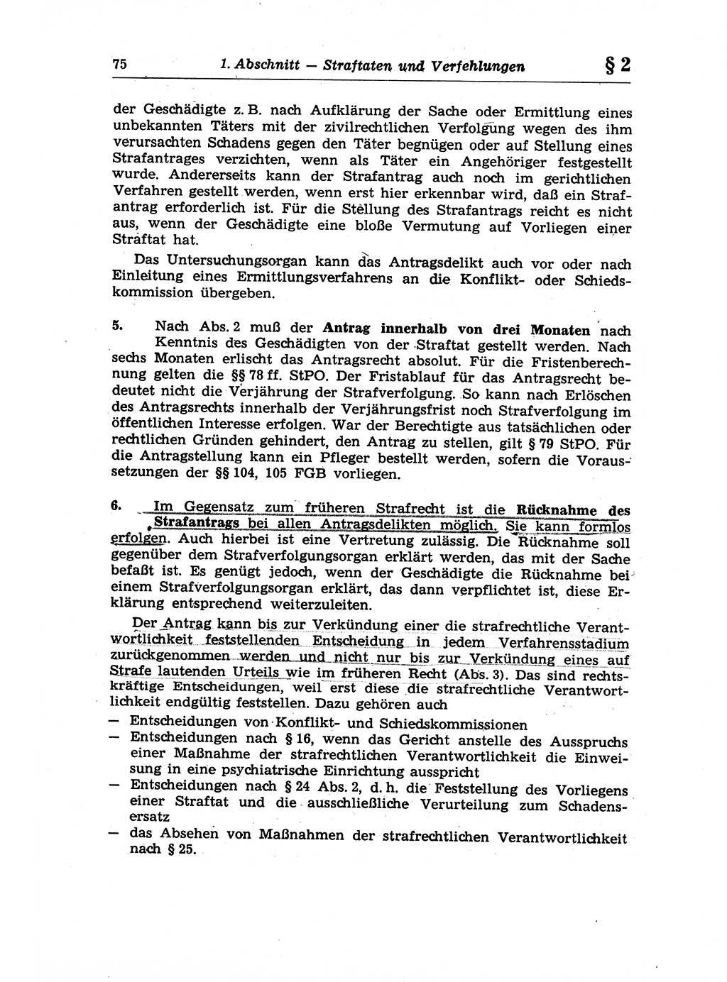 Strafrecht der Deutschen Demokratischen Republik (DDR), Lehrkommentar zum Strafgesetzbuch (StGB), Allgemeiner Teil 1970, Seite 75 (Strafr. DDR Lehrkomm. StGB AT 1970, S. 75)