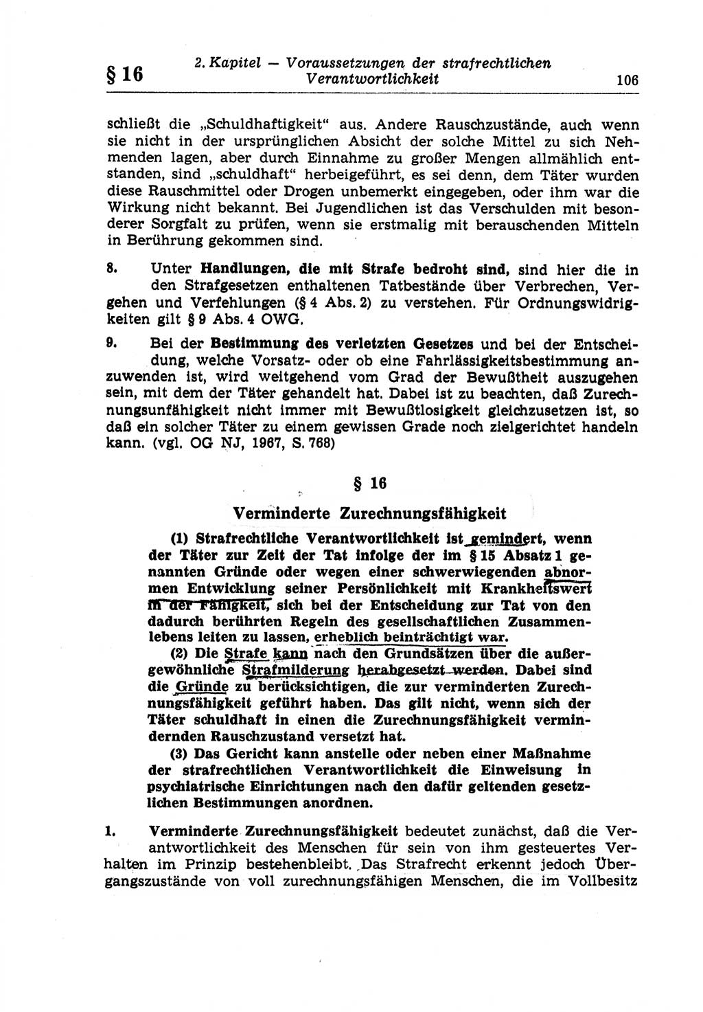 Strafrecht der Deutschen Demokratischen Republik (DDR), Lehrkommentar zum Strafgesetzbuch (StGB), Allgemeiner Teil 1970, Seite 106 (Strafr. DDR Lehrkomm. StGB AT 1970, S. 106)