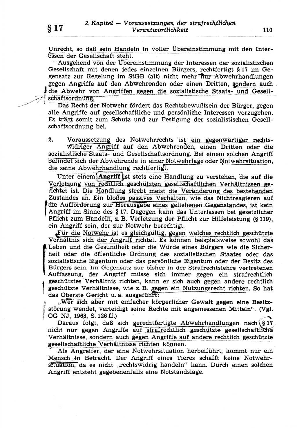 Strafrecht der Deutschen Demokratischen Republik (DDR), Lehrkommentar zum Strafgesetzbuch (StGB), Allgemeiner Teil 1970, Seite 110 (Strafr. DDR Lehrkomm. StGB AT 1970, S. 110)