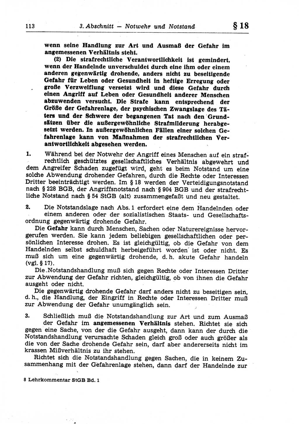 Strafrecht der Deutschen Demokratischen Republik (DDR), Lehrkommentar zum Strafgesetzbuch (StGB), Allgemeiner Teil 1970, Seite 113 (Strafr. DDR Lehrkomm. StGB AT 1970, S. 113)