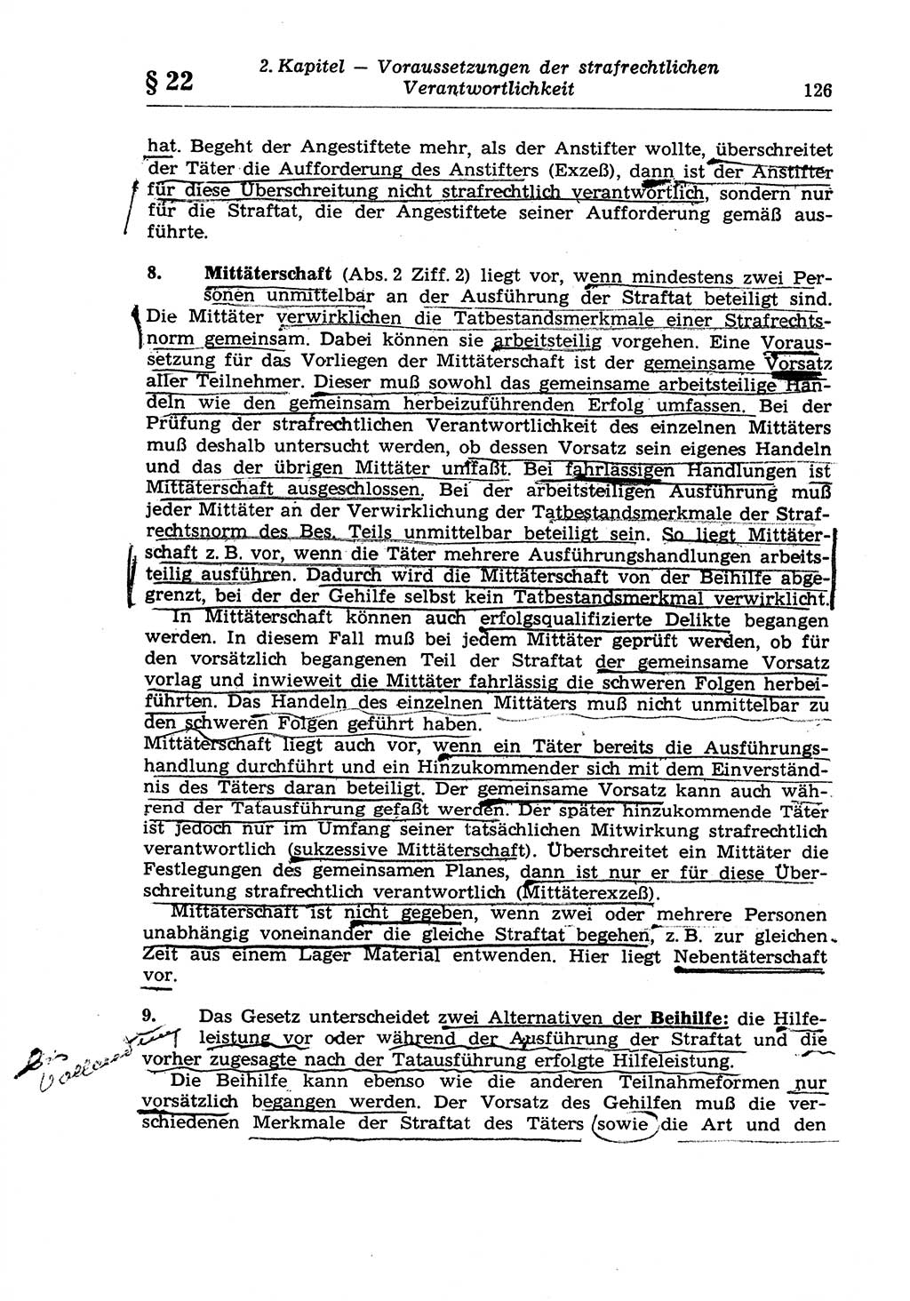 Strafrecht der Deutschen Demokratischen Republik (DDR), Lehrkommentar zum Strafgesetzbuch (StGB), Allgemeiner Teil 1970, Seite 126 (Strafr. DDR Lehrkomm. StGB AT 1970, S. 126)