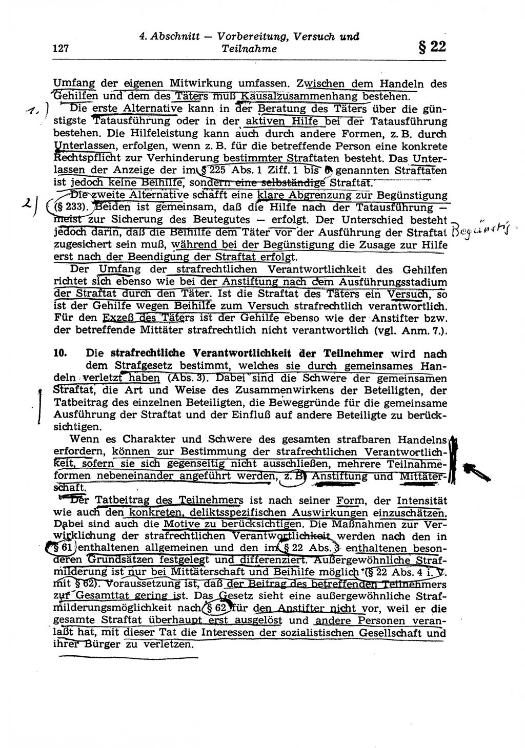 Strafrecht der Deutschen Demokratischen Republik (DDR), Lehrkommentar zum Strafgesetzbuch (StGB), Allgemeiner Teil 1970, Seite 127 (Strafr. DDR Lehrkomm. StGB AT 1970, S. 127)