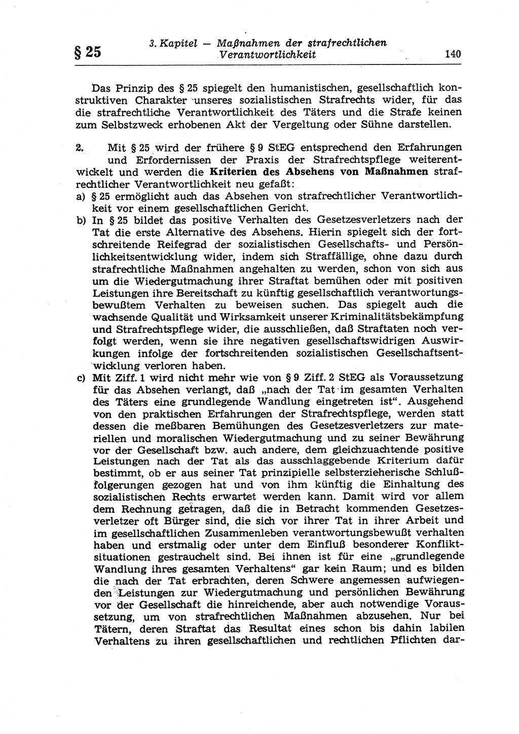 Strafrecht der Deutschen Demokratischen Republik (DDR), Lehrkommentar zum Strafgesetzbuch (StGB), Allgemeiner Teil 1970, Seite 140 (Strafr. DDR Lehrkomm. StGB AT 1970, S. 140)