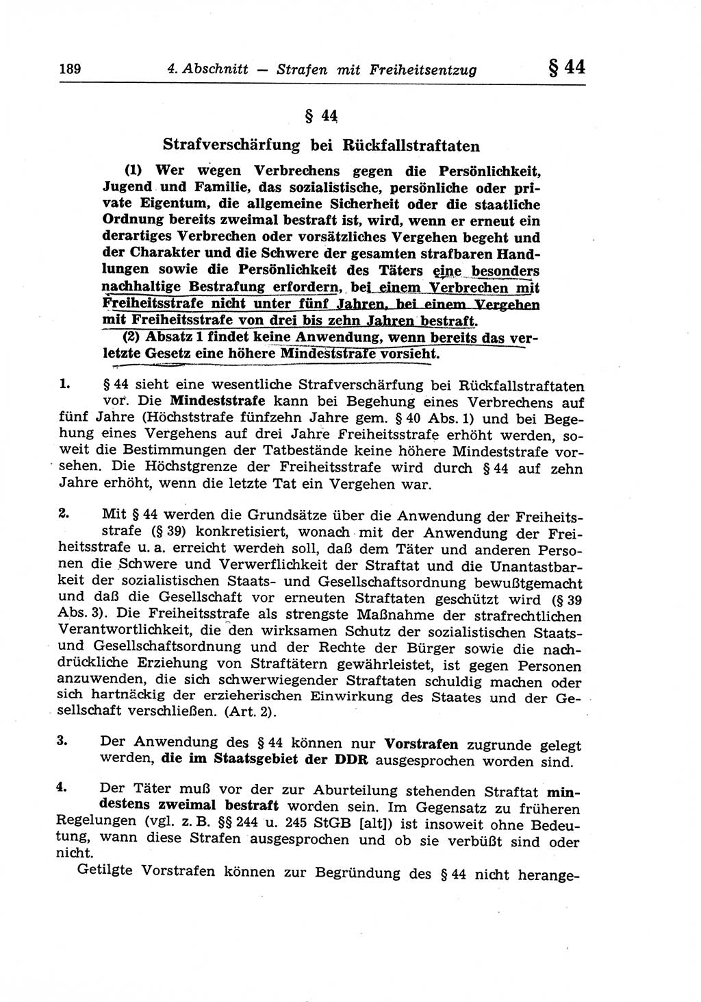 Strafrecht der Deutschen Demokratischen Republik (DDR), Lehrkommentar zum Strafgesetzbuch (StGB), Allgemeiner Teil 1970, Seite 189 (Strafr. DDR Lehrkomm. StGB AT 1970, S. 189)