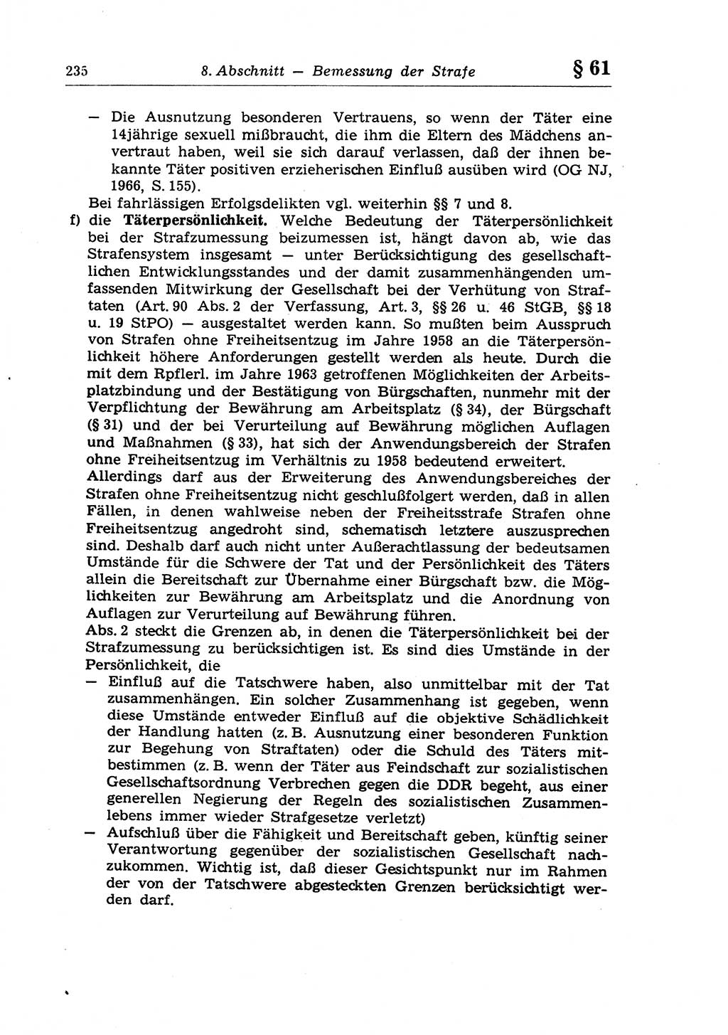 Strafrecht der Deutschen Demokratischen Republik (DDR), Lehrkommentar zum Strafgesetzbuch (StGB), Allgemeiner Teil 1970, Seite 235 (Strafr. DDR Lehrkomm. StGB AT 1970, S. 235)