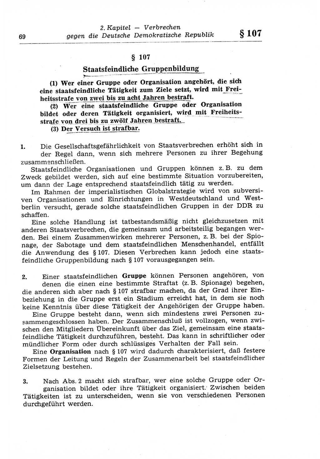 Strafrecht der Deutschen Demokratischen Republik (DDR), Lehrkommentar zum Strafgesetzbuch (StGB), Besonderer Teil 1970, Seite 69 (Strafr. DDR Lehrkomm. StGB BT 1970, S. 69)