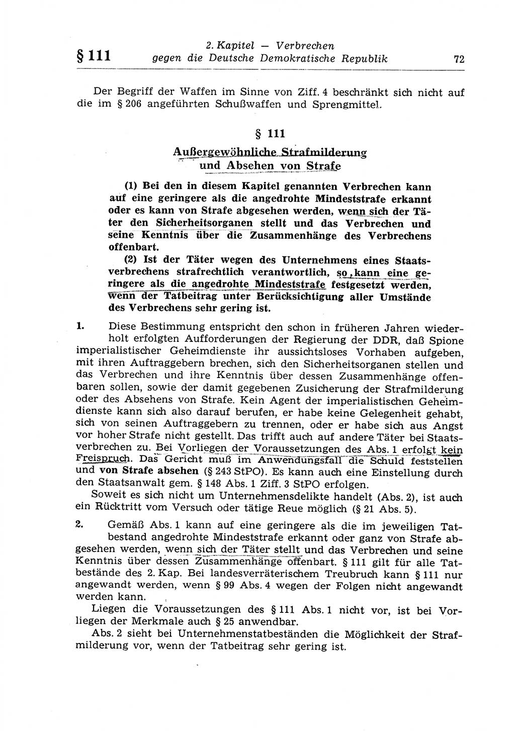 Strafrecht der Deutschen Demokratischen Republik (DDR), Lehrkommentar zum Strafgesetzbuch (StGB), Besonderer Teil 1970, Seite 72 (Strafr. DDR Lehrkomm. StGB BT 1970, S. 72)