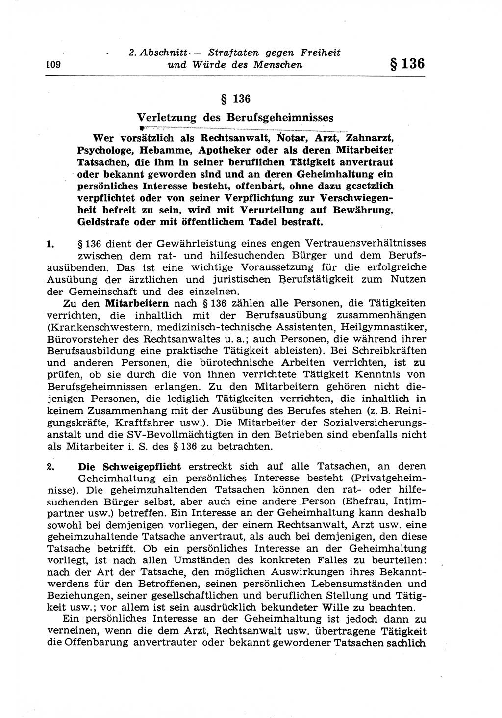 Strafrecht der Deutschen Demokratischen Republik (DDR), Lehrkommentar zum Strafgesetzbuch (StGB), Besonderer Teil 1970, Seite 109 (Strafr. DDR Lehrkomm. StGB BT 1970, S. 109)