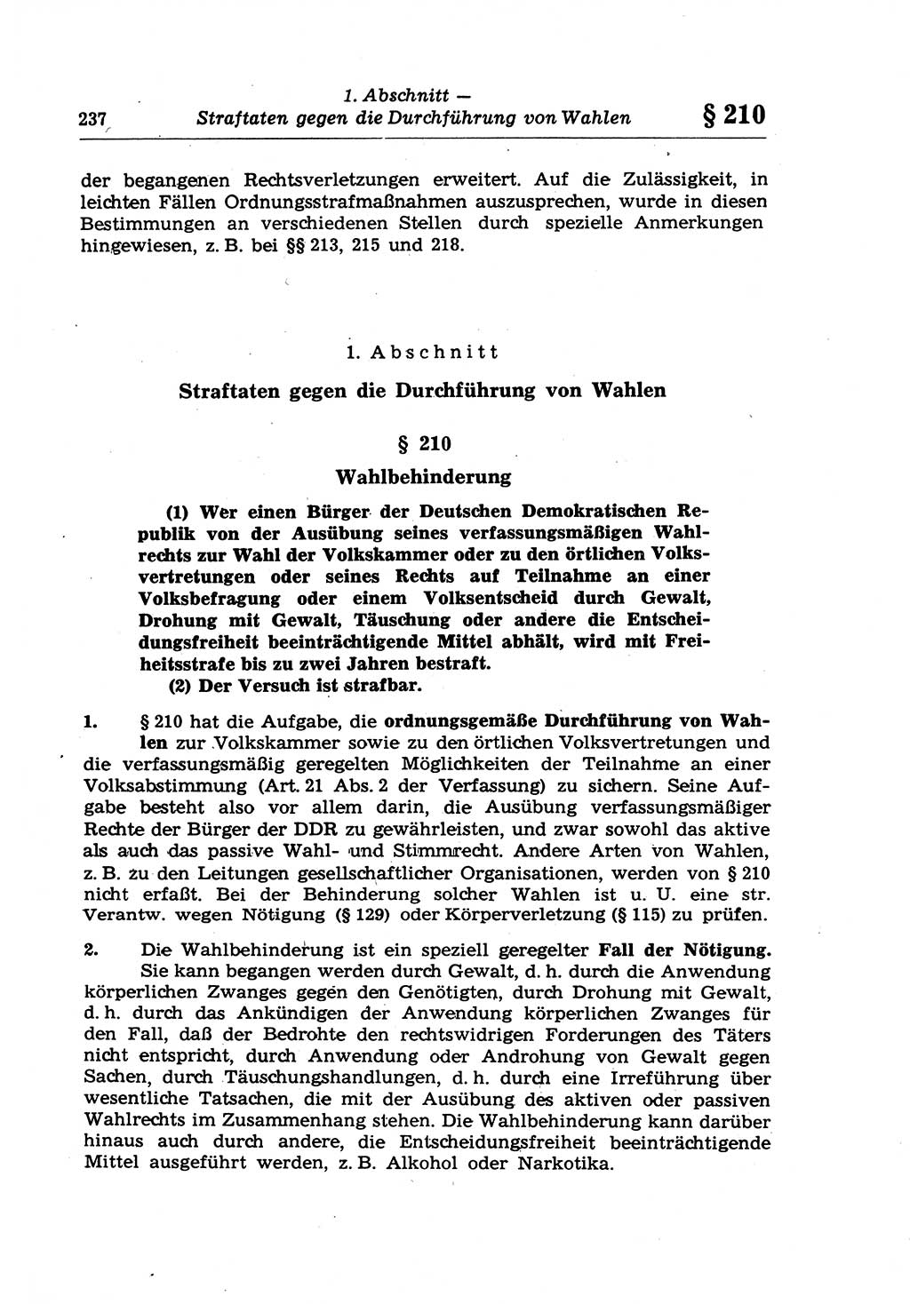 Strafrecht der Deutschen Demokratischen Republik (DDR), Lehrkommentar zum Strafgesetzbuch (StGB), Besonderer Teil 1970, Seite 237 (Strafr. DDR Lehrkomm. StGB BT 1970, S. 237)