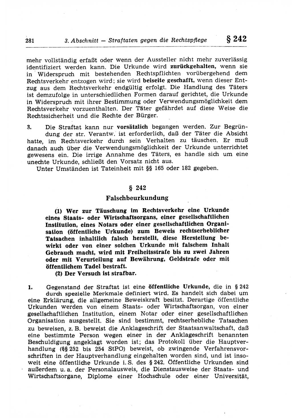 Strafrecht der Deutschen Demokratischen Republik (DDR), Lehrkommentar zum Strafgesetzbuch (StGB), Besonderer Teil 1970, Seite 281 (Strafr. DDR Lehrkomm. StGB BT 1970, S. 281)