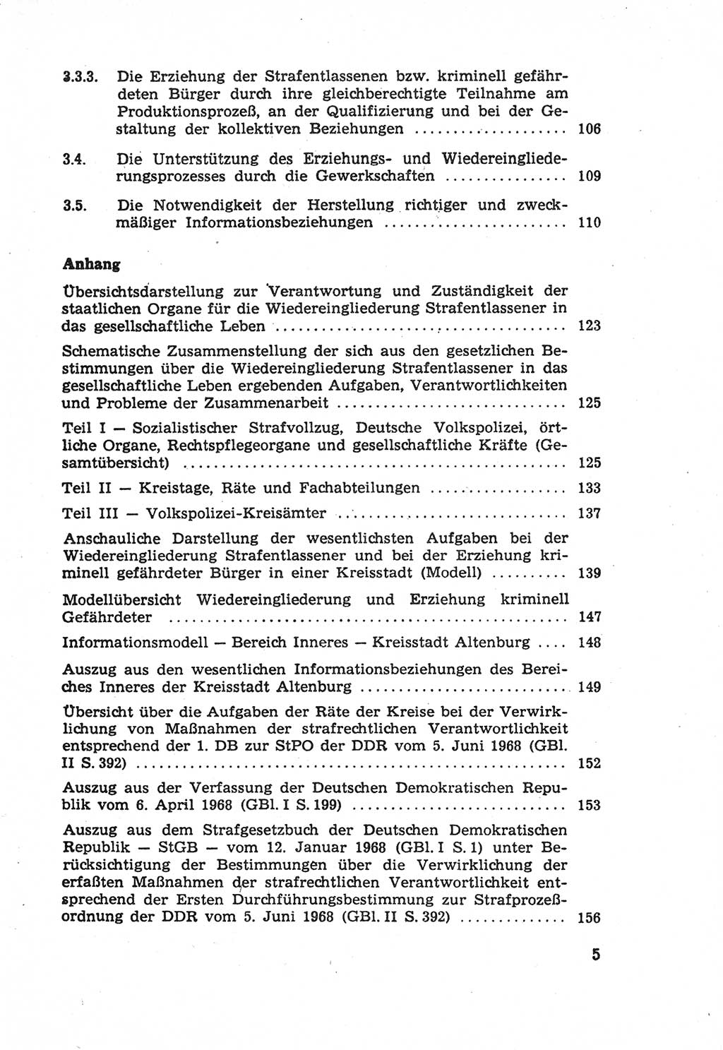 Die Wiedereingliederung Strafentlassener in das gesellschaftliche Leben [Deutsche Demokratische Republik (DDR)] und die Erziehung kriminell gefährdeter Bürger 1970, Seite 5 (Wiedereingl. Strafentl. DDR 1970, S. 5)