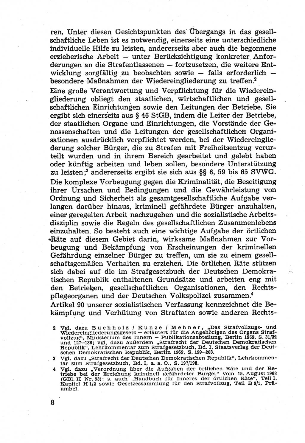 Die Wiedereingliederung Strafentlassener in das gesellschaftliche Leben [Deutsche Demokratische Republik (DDR)] und die Erziehung kriminell gefährdeter Bürger 1970, Seite 8 (Wiedereingl. Strafentl. DDR 1970, S. 8)