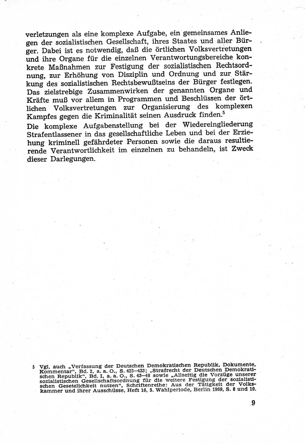 Die Wiedereingliederung Strafentlassener in das gesellschaftliche Leben [Deutsche Demokratische Republik (DDR)] und die Erziehung kriminell gefährdeter Bürger 1970, Seite 9 (Wiedereingl. Strafentl. DDR 1970, S. 9)