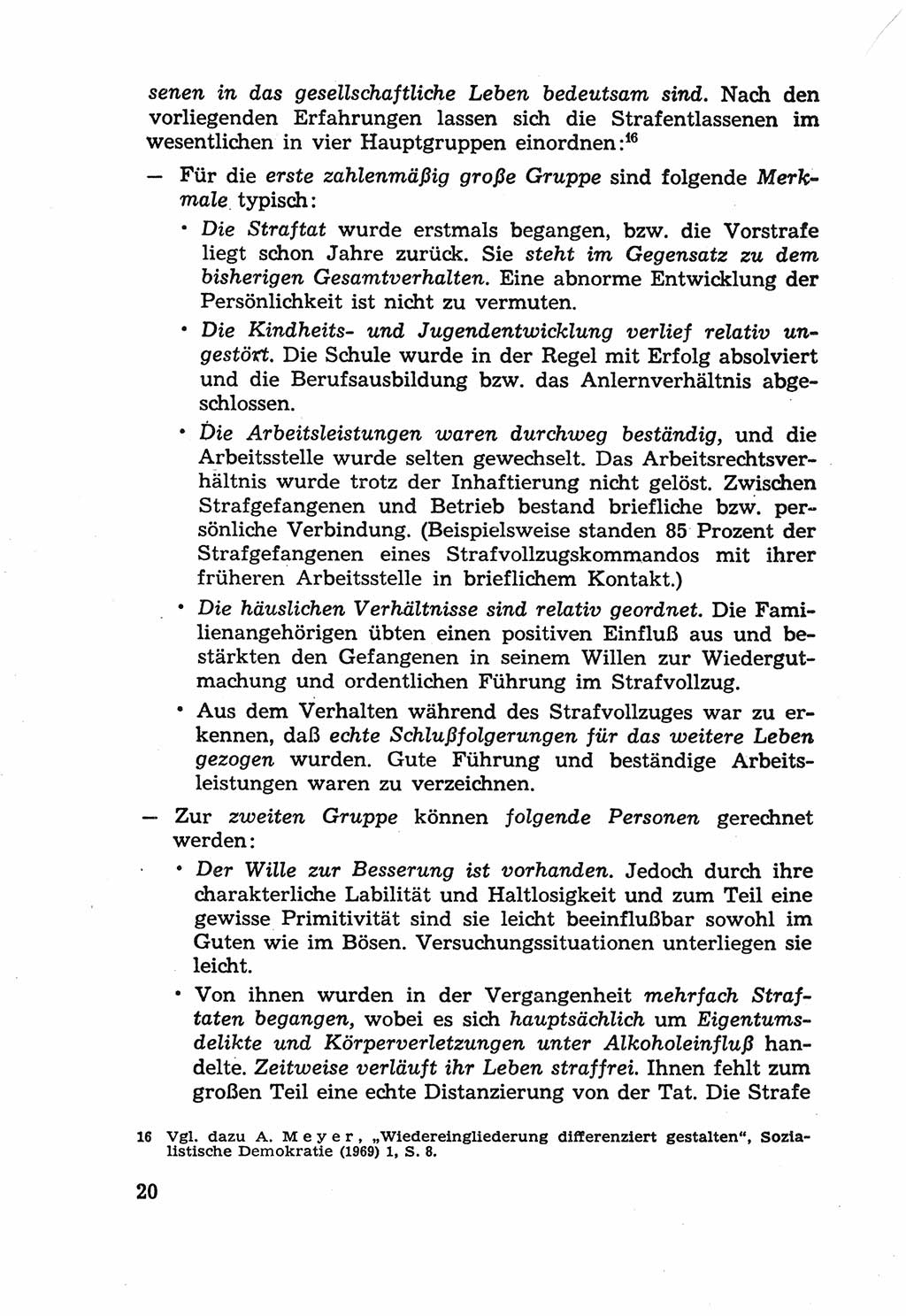 Die Wiedereingliederung Strafentlassener in das gesellschaftliche Leben [Deutsche Demokratische Republik (DDR)] und die Erziehung kriminell gefährdeter Bürger 1970, Seite 20 (Wiedereingl. Strafentl. DDR 1970, S. 20)