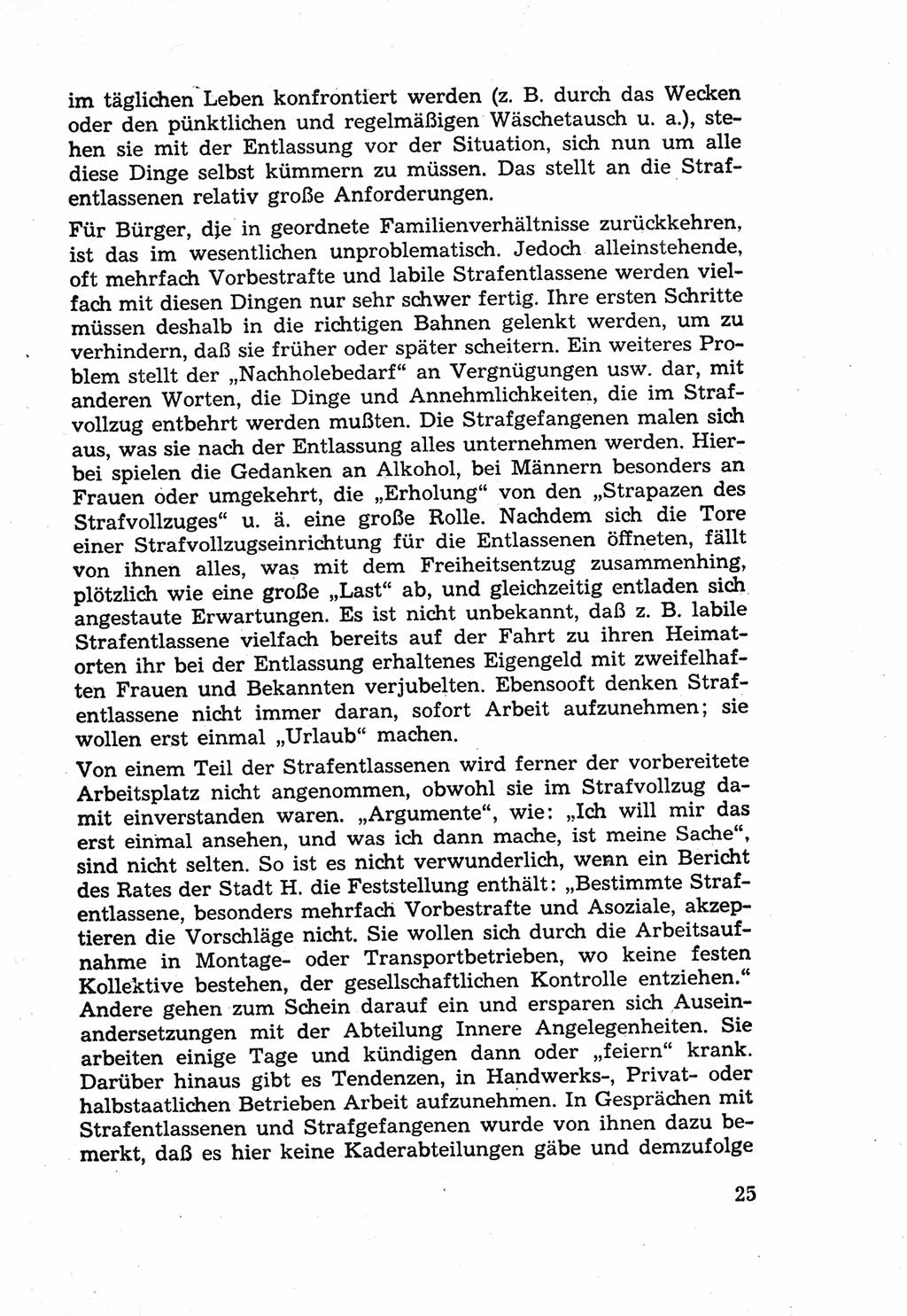 Die Wiedereingliederung Strafentlassener in das gesellschaftliche Leben [Deutsche Demokratische Republik (DDR)] und die Erziehung kriminell gefährdeter Bürger 1970, Seite 25 (Wiedereingl. Strafentl. DDR 1970, S. 25)