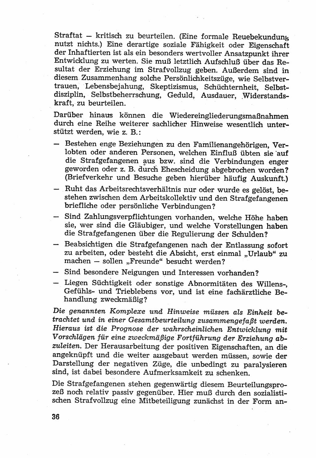 Die Wiedereingliederung Strafentlassener in das gesellschaftliche Leben [Deutsche Demokratische Republik (DDR)] und die Erziehung kriminell gefährdeter Bürger 1970, Seite 36 (Wiedereingl. Strafentl. DDR 1970, S. 36)