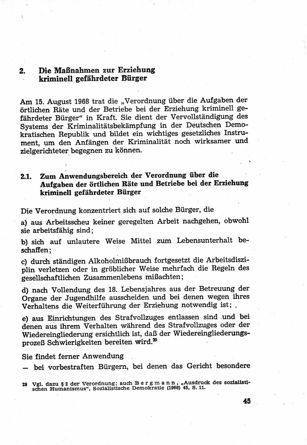 Die Wiedereingliederung Strafentlassener in das gesellschaftliche Leben [Deutsche Demokratische Republik (DDR)] und die Erziehung kriminell gefährdeter Bürger 1970, Seite 45 (Wiedereingl. Strafentl. DDR 1970, S. 45)