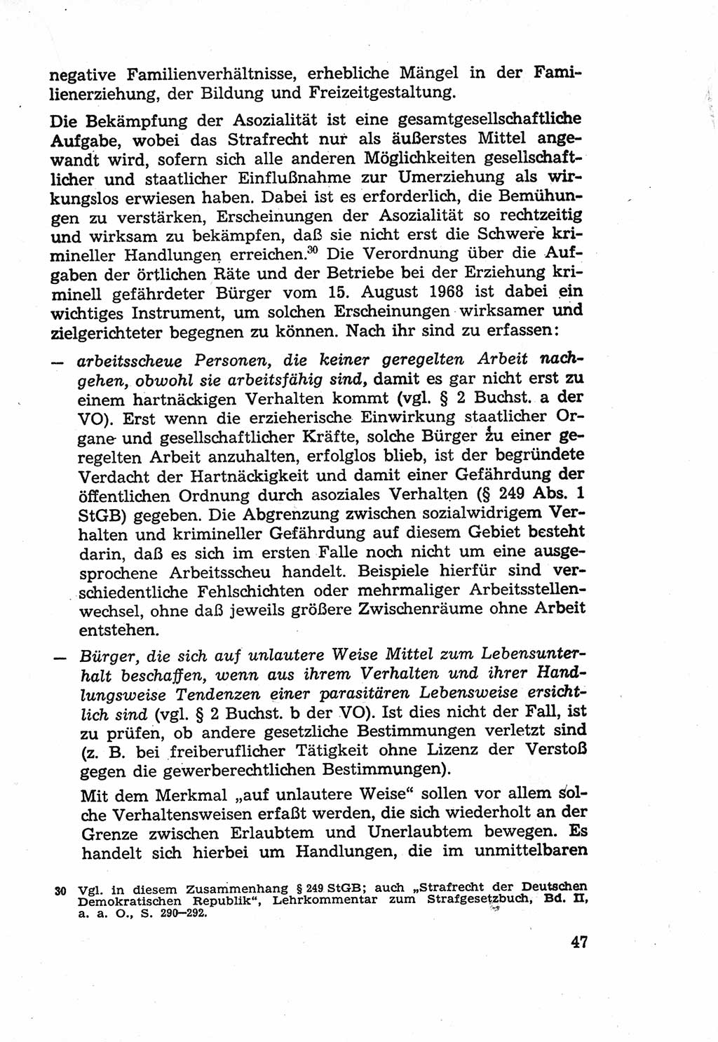 Die Wiedereingliederung Strafentlassener in das gesellschaftliche Leben [Deutsche Demokratische Republik (DDR)] und die Erziehung kriminell gefährdeter Bürger 1970, Seite 47 (Wiedereingl. Strafentl. DDR 1970, S. 47)