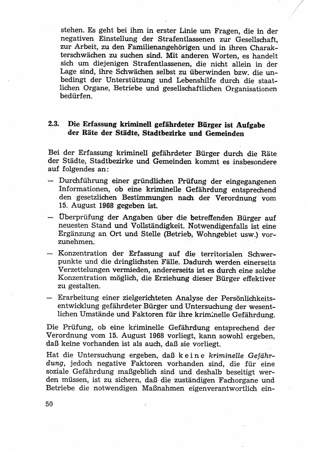 Die Wiedereingliederung Strafentlassener in das gesellschaftliche Leben [Deutsche Demokratische Republik (DDR)] und die Erziehung kriminell gefährdeter Bürger 1970, Seite 50 (Wiedereingl. Strafentl. DDR 1970, S. 50)